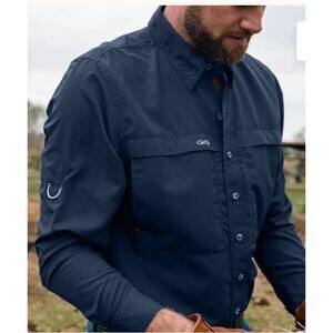 M944) GameGuard  Deep Water Long Sleeve Relaxed Fit Microfiber Shirt Medium